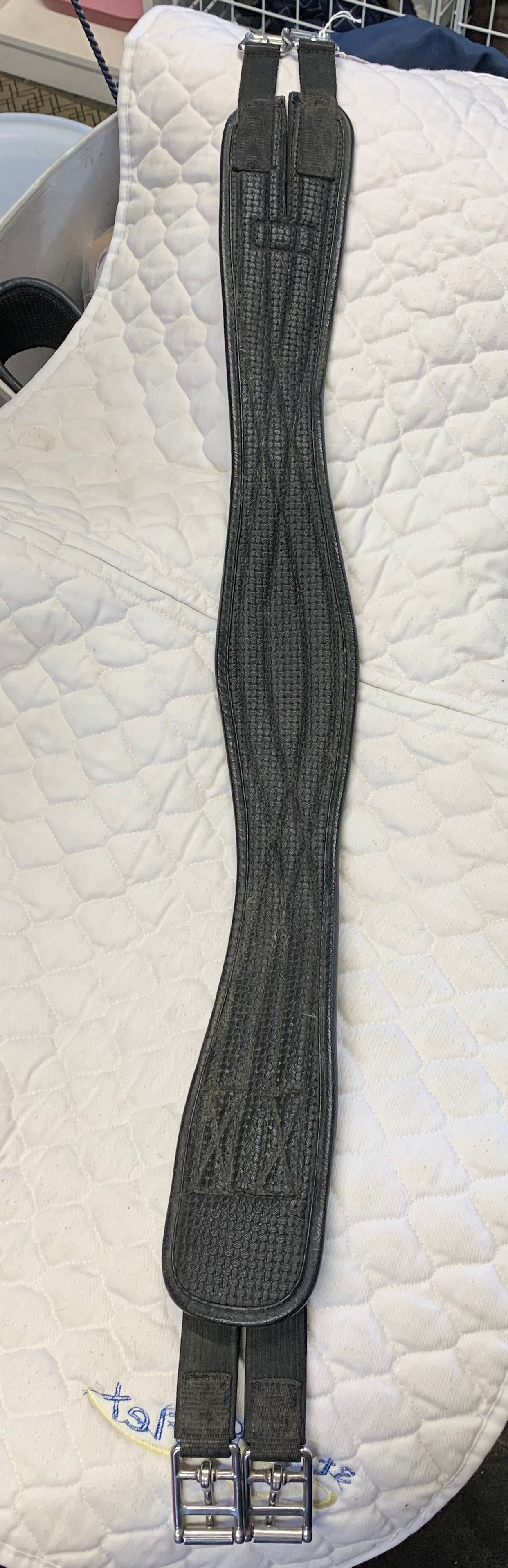 Black thorowgood shaped girth elasticated at one end 40”