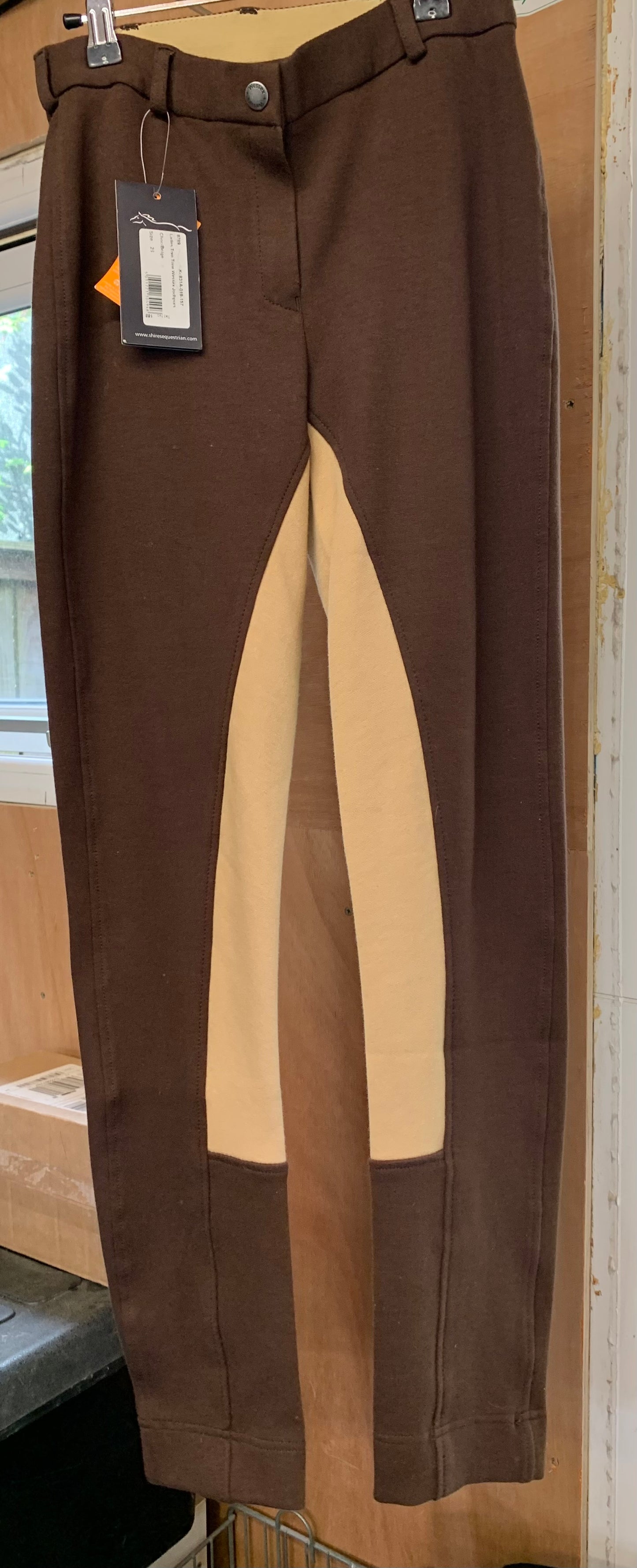 Shires Two Tone Wessex Jodhpurs - Chocolate/Taupe ladies size 26”