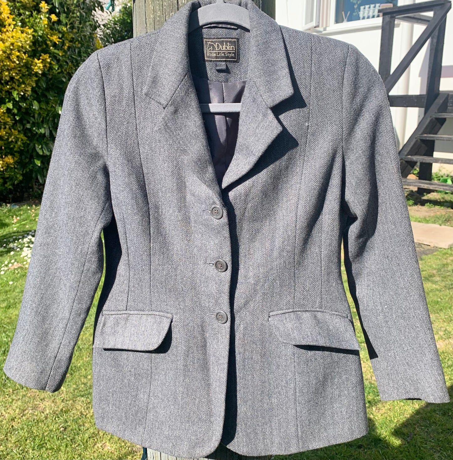 Dublin grey wool mix tweed show jacket child’s age 12/28”