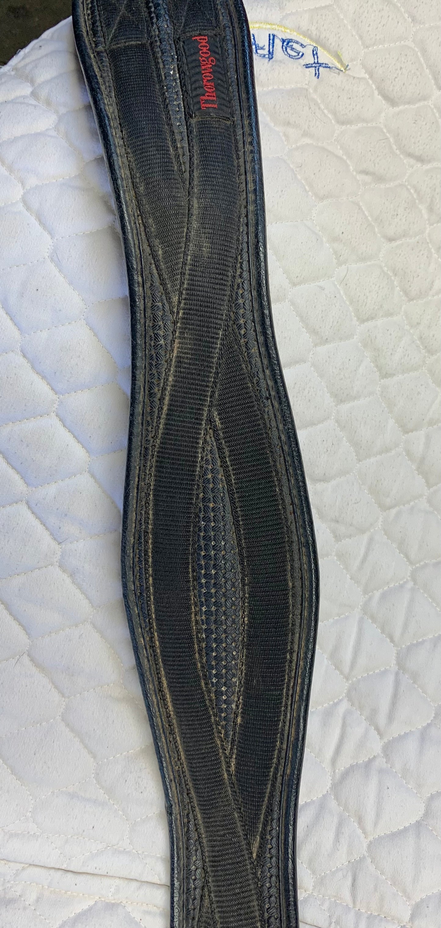 Black thorowgood shaped girth elasticated at one end 40”