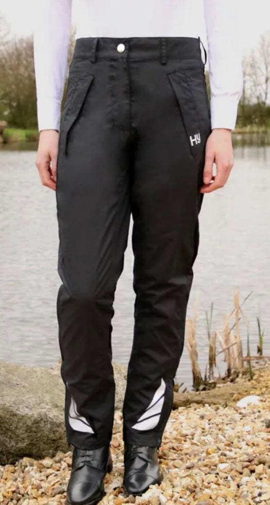 New with tag black reflective HY Equestrian size large Fully waterproof reflective ride-on over trousers