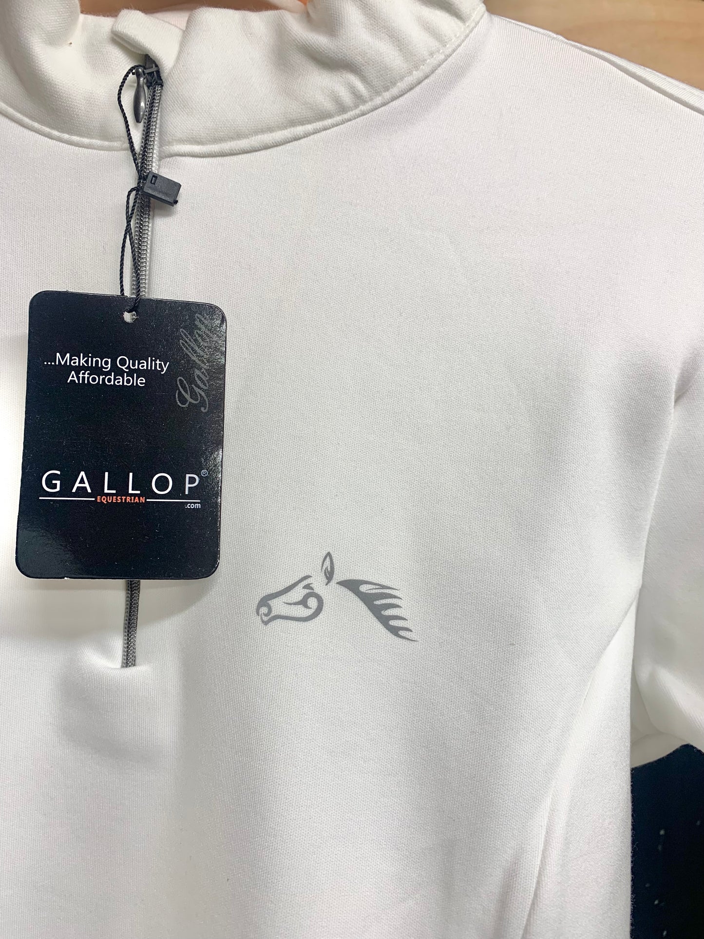 New with tag white gallop base layer size large