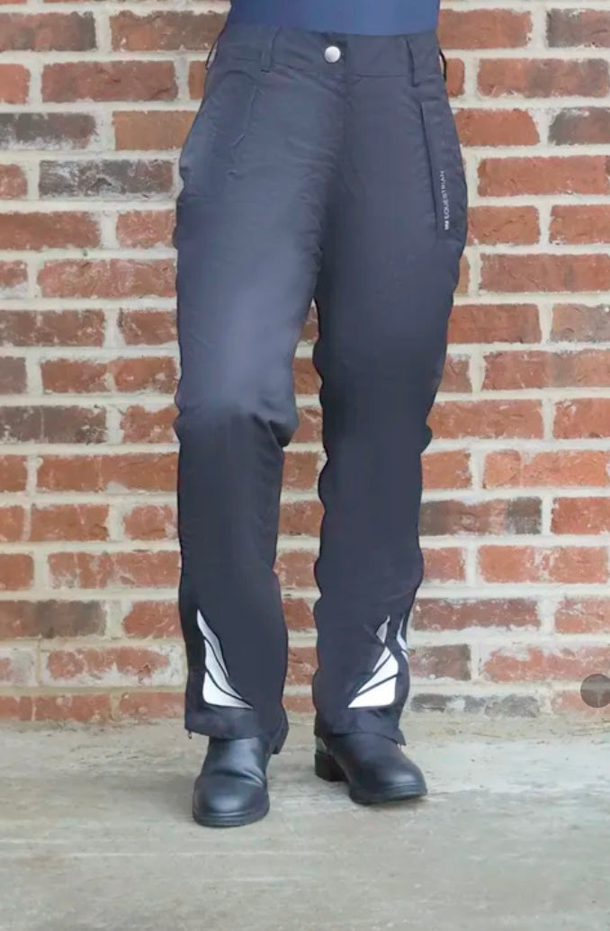 New with tag black reflective HY Equestrian size large Fully waterproof reflective ride-on over trousers