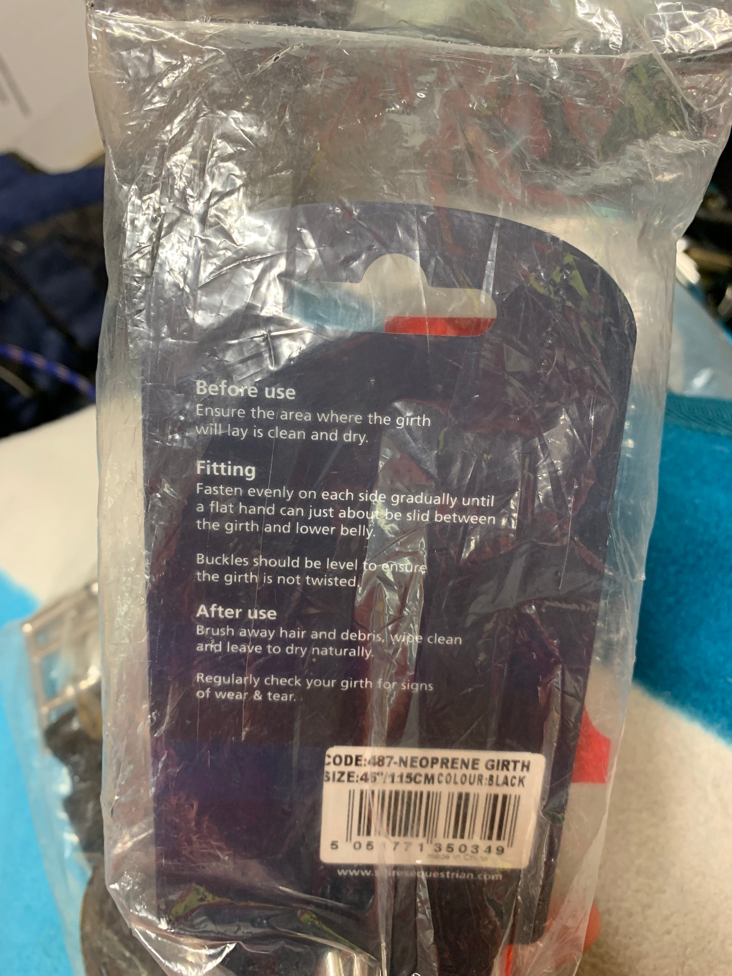 New with tag shires black anti chafe girth elasticated both ends 46”