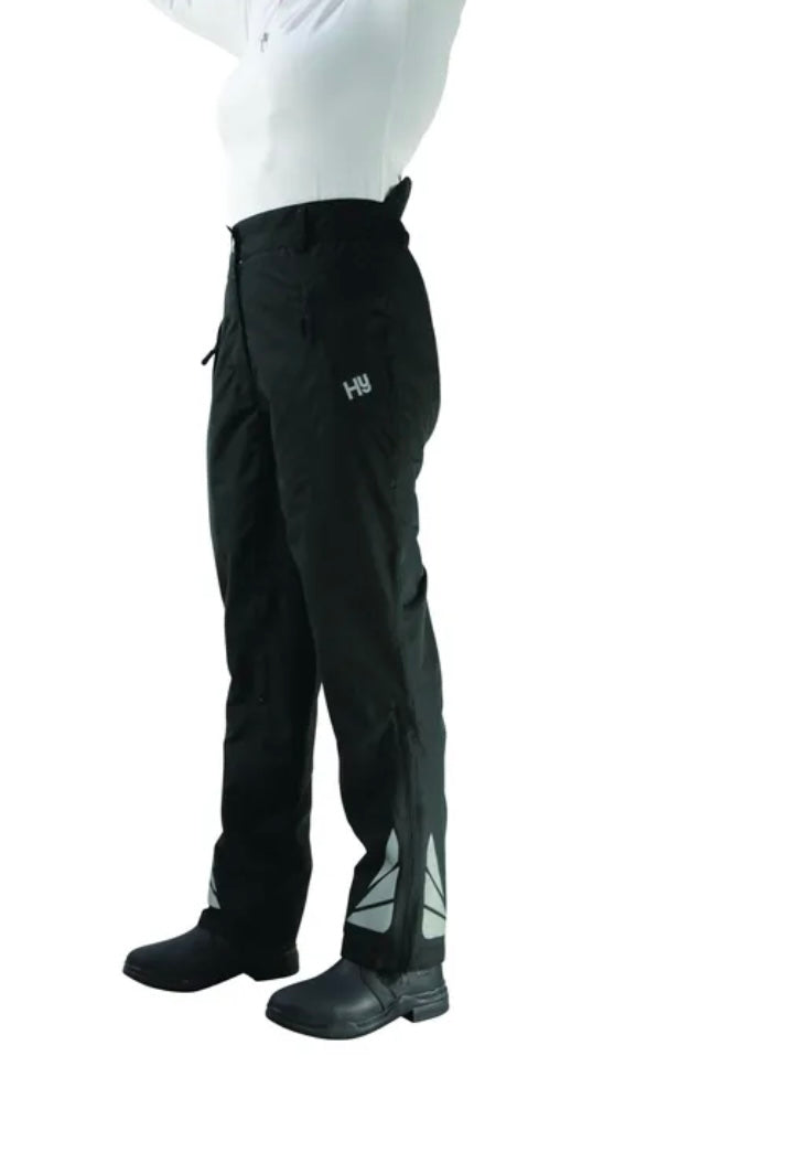 New with tag black reflective HY Equestrian size large Fully waterproof reflective ride-on over trousers