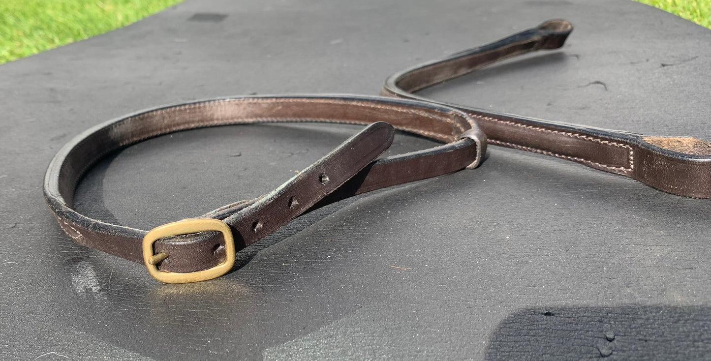 Full size English soft leather matching in hand brown browband & noseband with brass buckle
