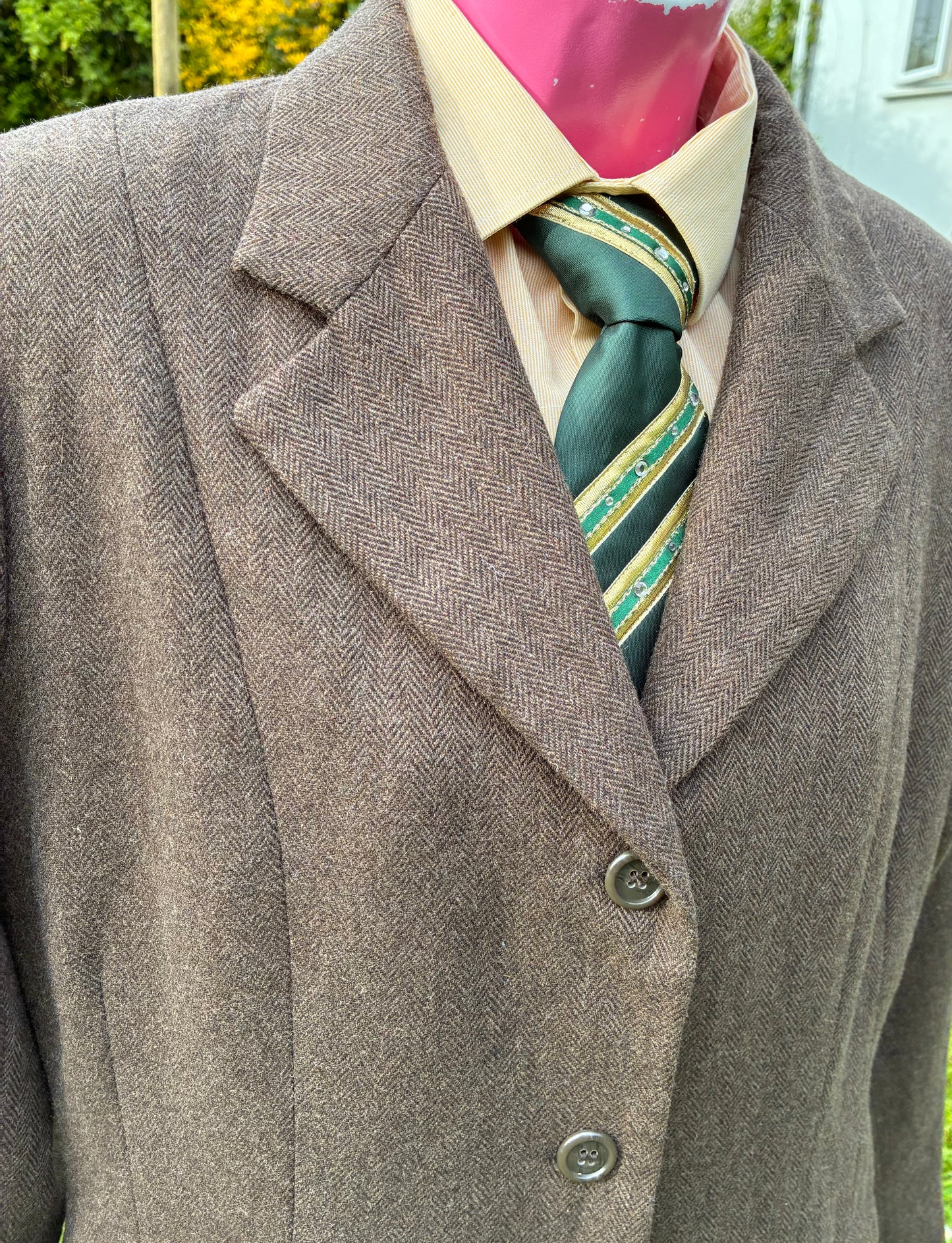 Ladies Dublin Brown houndstooth tweed hacking/show jacket size 14/38”