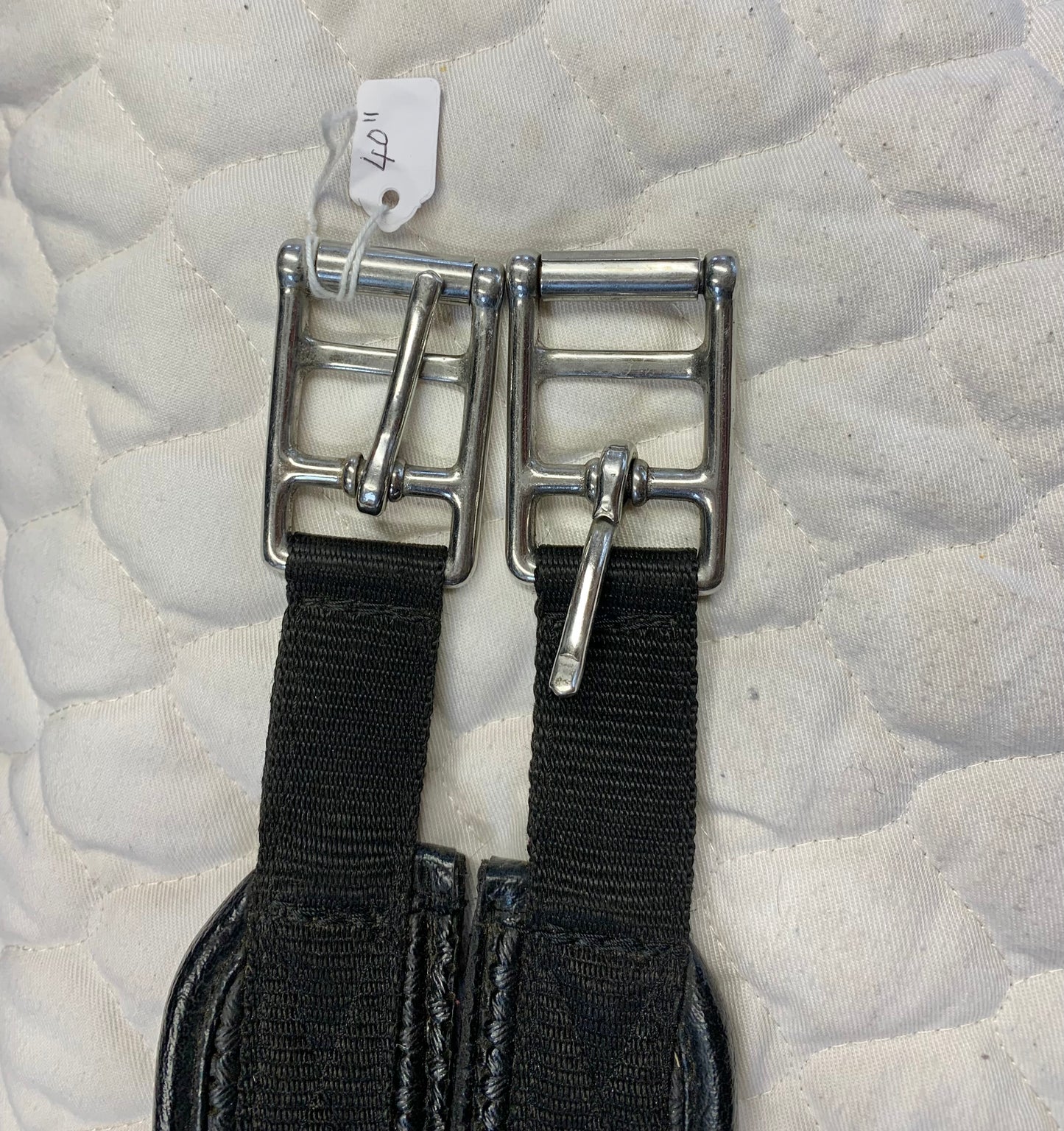 Black thorowgood shaped girth elasticated at one end 40”