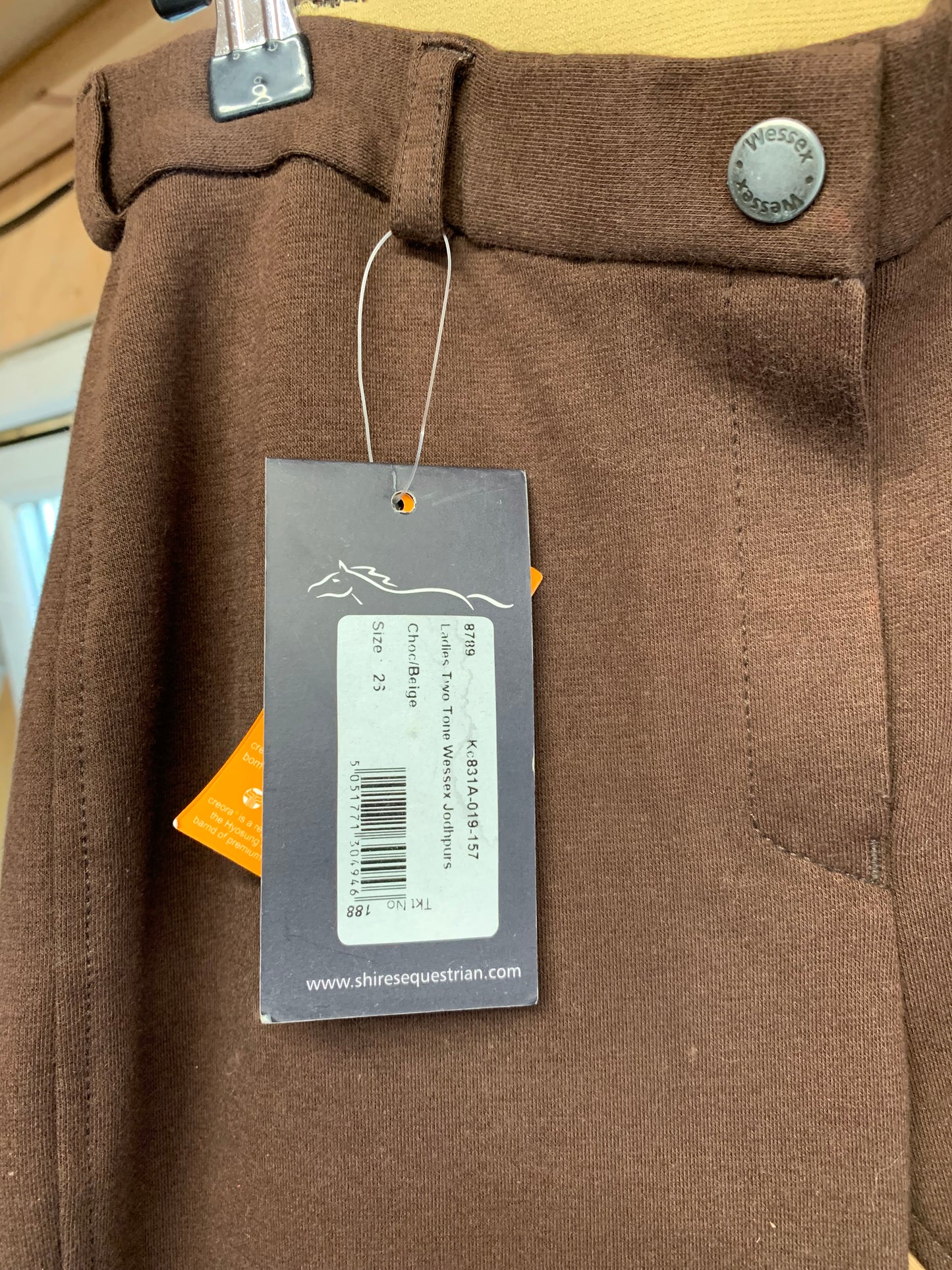 Shires Two Tone Wessex Jodhpurs - Chocolate/Taupe ladies size 26”