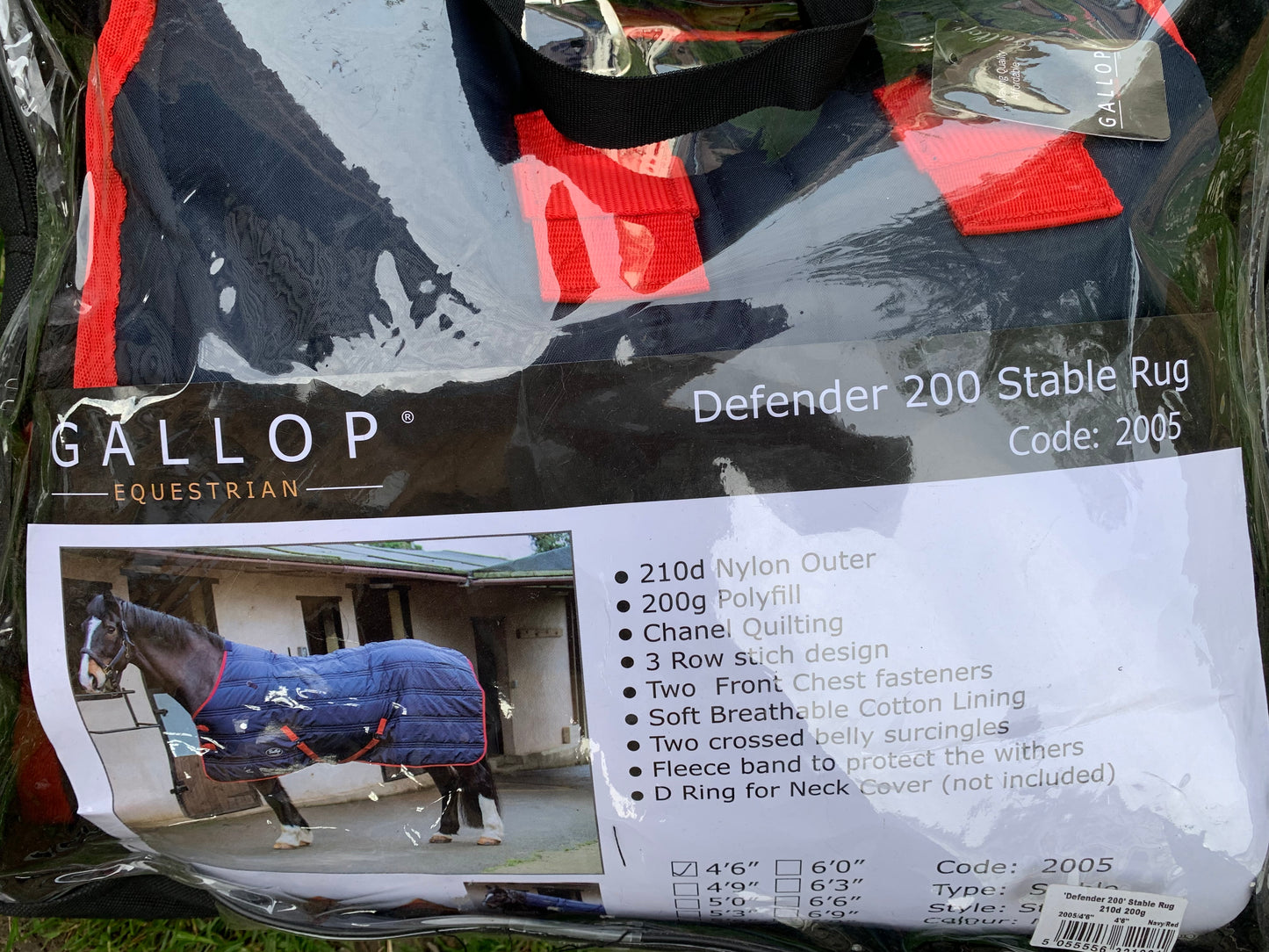 New with tag and in original bag 4’6” gallop defender 200 stable rug 200g