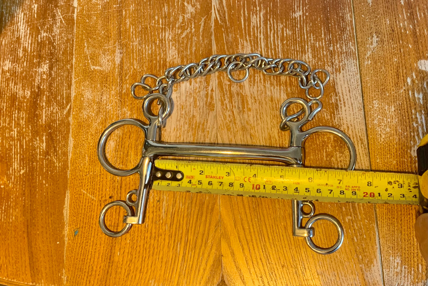 5” curved Mullen mouth Pelham with curb chain