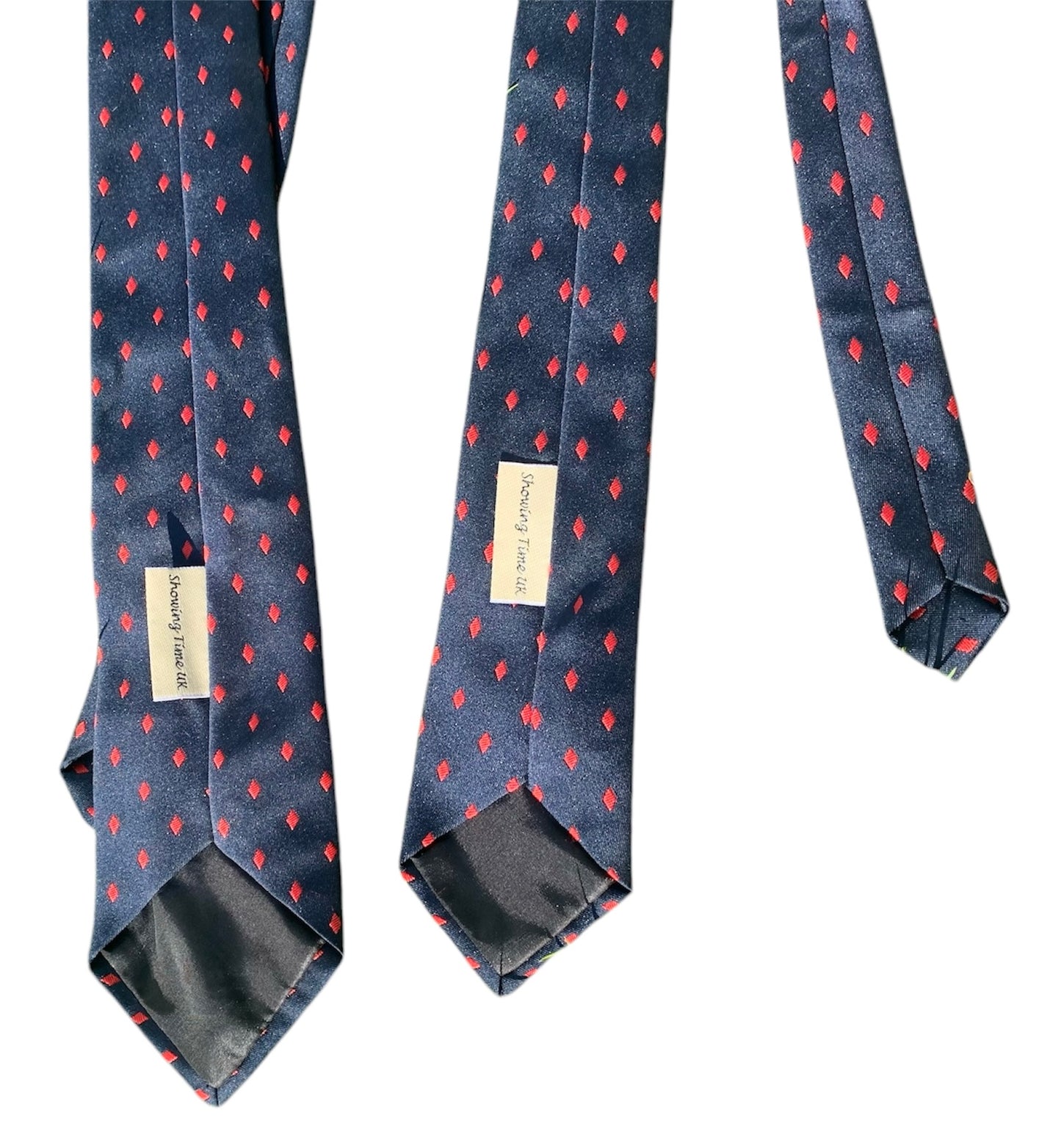 Matching adult & child navy & red showing time ties