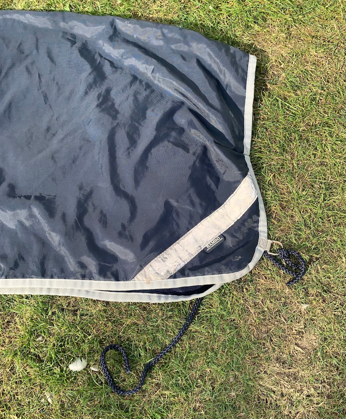 rambo 4'7 waterproof fleece lined medium weight navy exercise rug with reflective strips