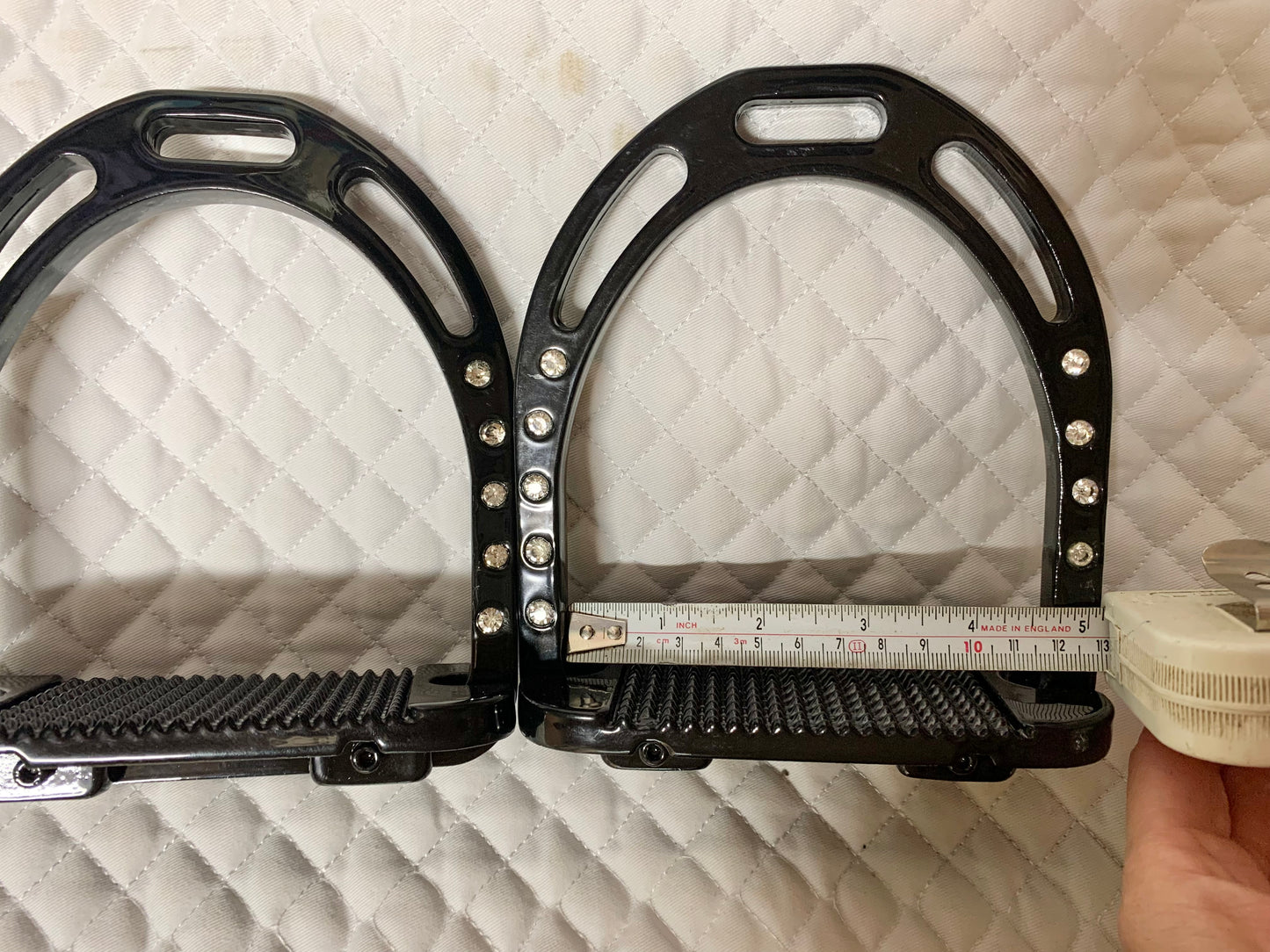 New! 4.5” black diamanté bling stirrup irons