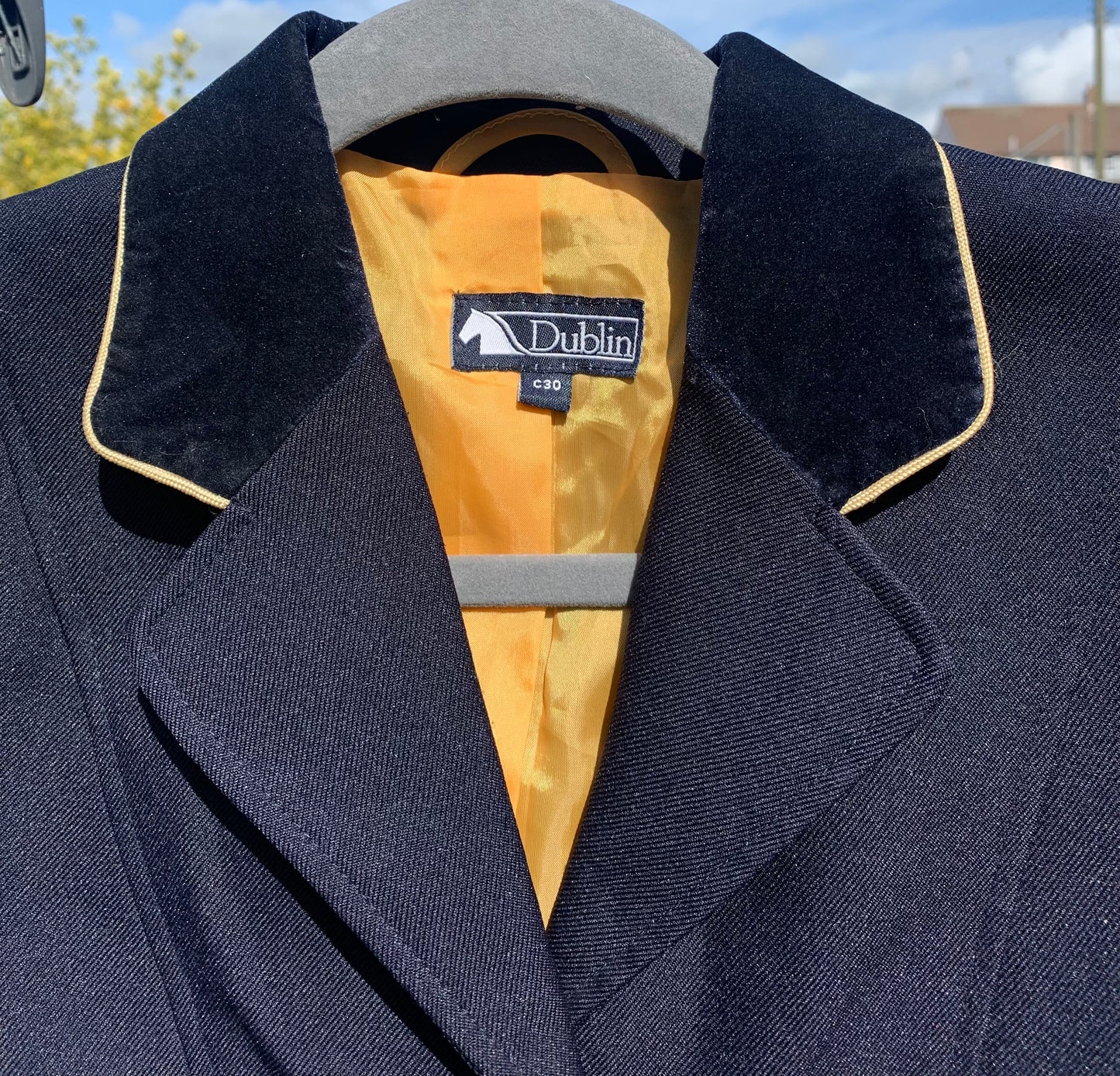 Dublin Ashby navy & gold show jacket with velvet collar ladies 6/8 or teenager