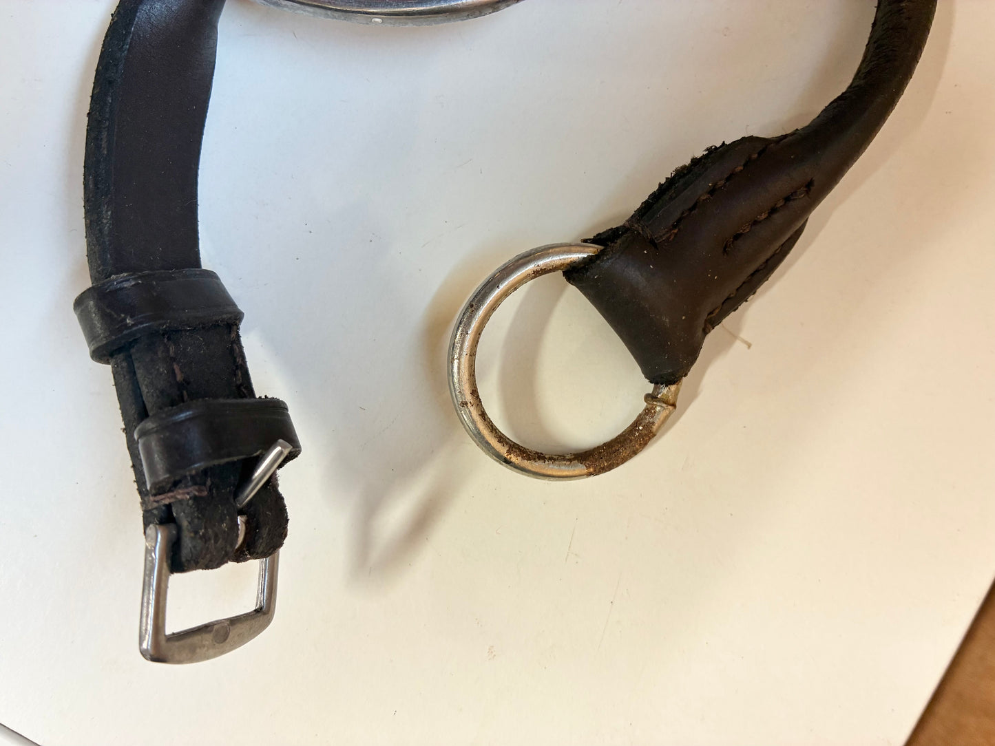 5” jointed Cheltenham gag bit with brown leather cheek pieces