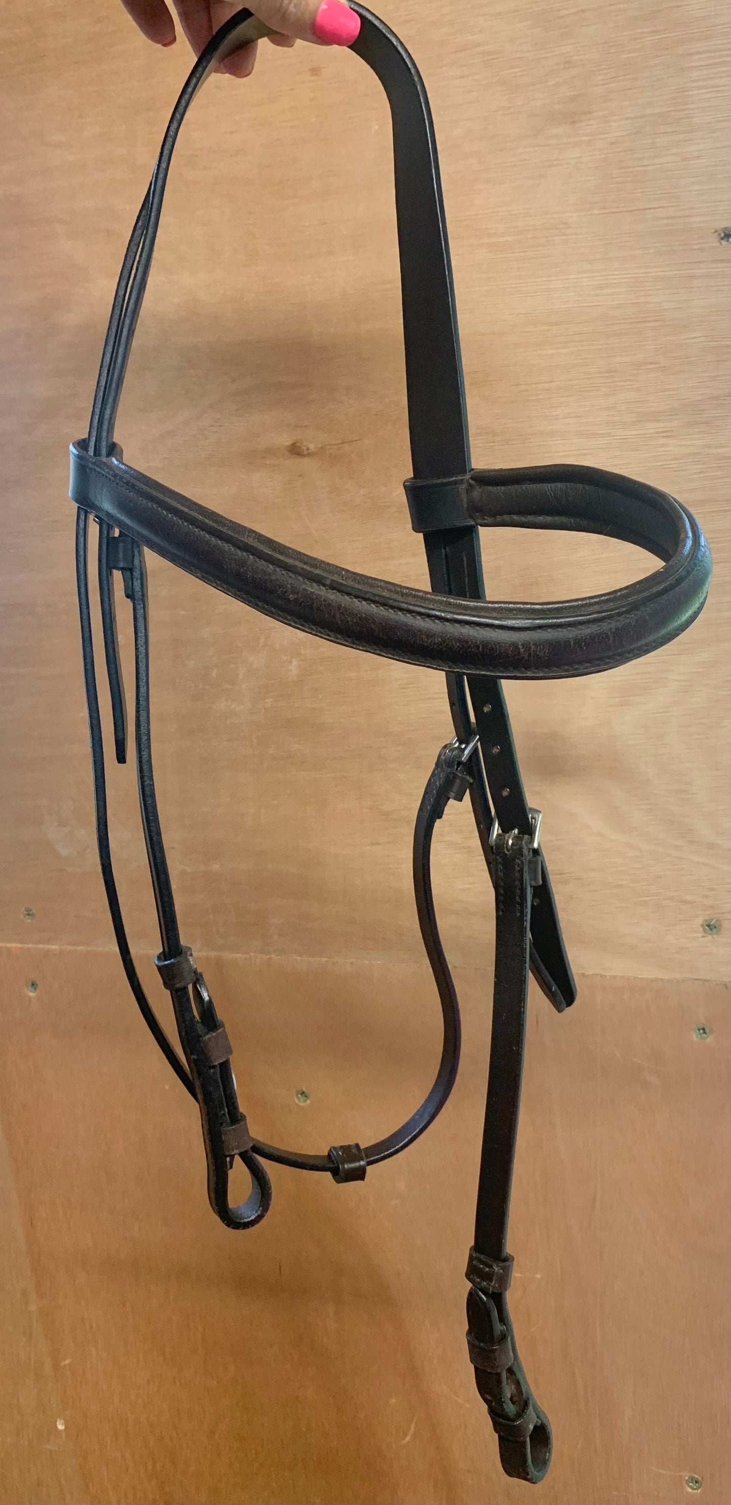 GFS Dark brown cob size leather bridle bridle no noseband