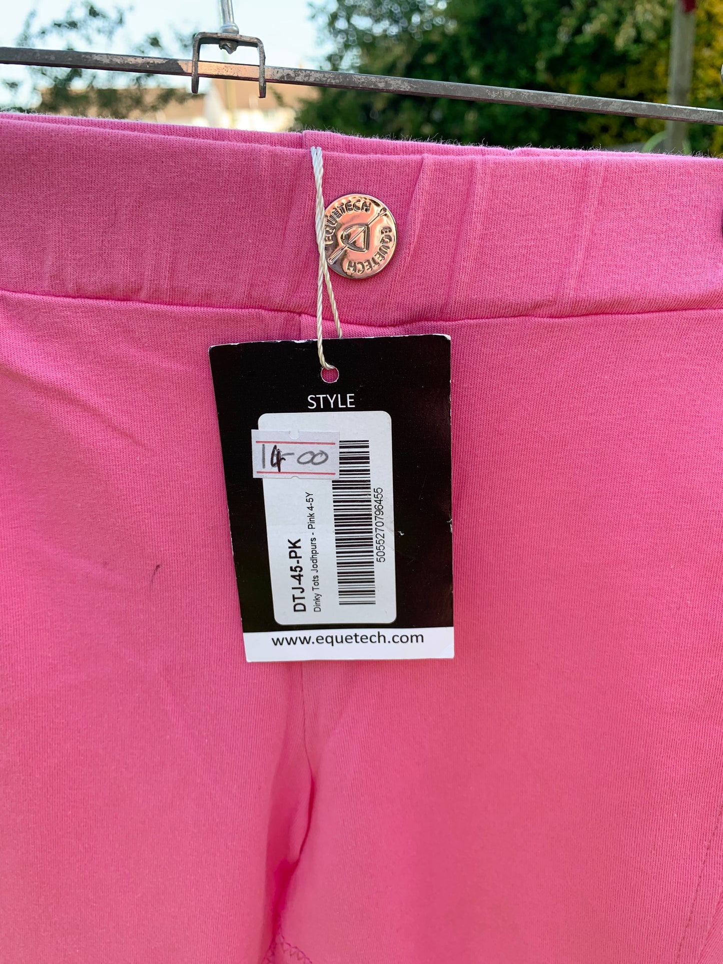 New with tag Equetech pink Dinky Tots Jodhpurs 4-5 years