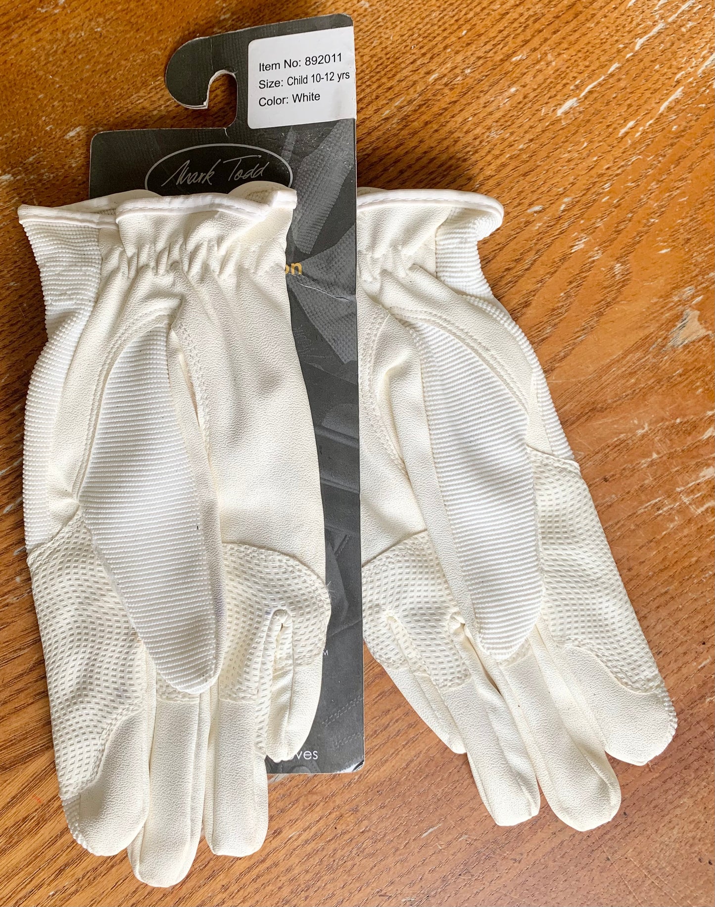 New Mark Todd white Super Children’s Riding Gloves size large (10-12 years)