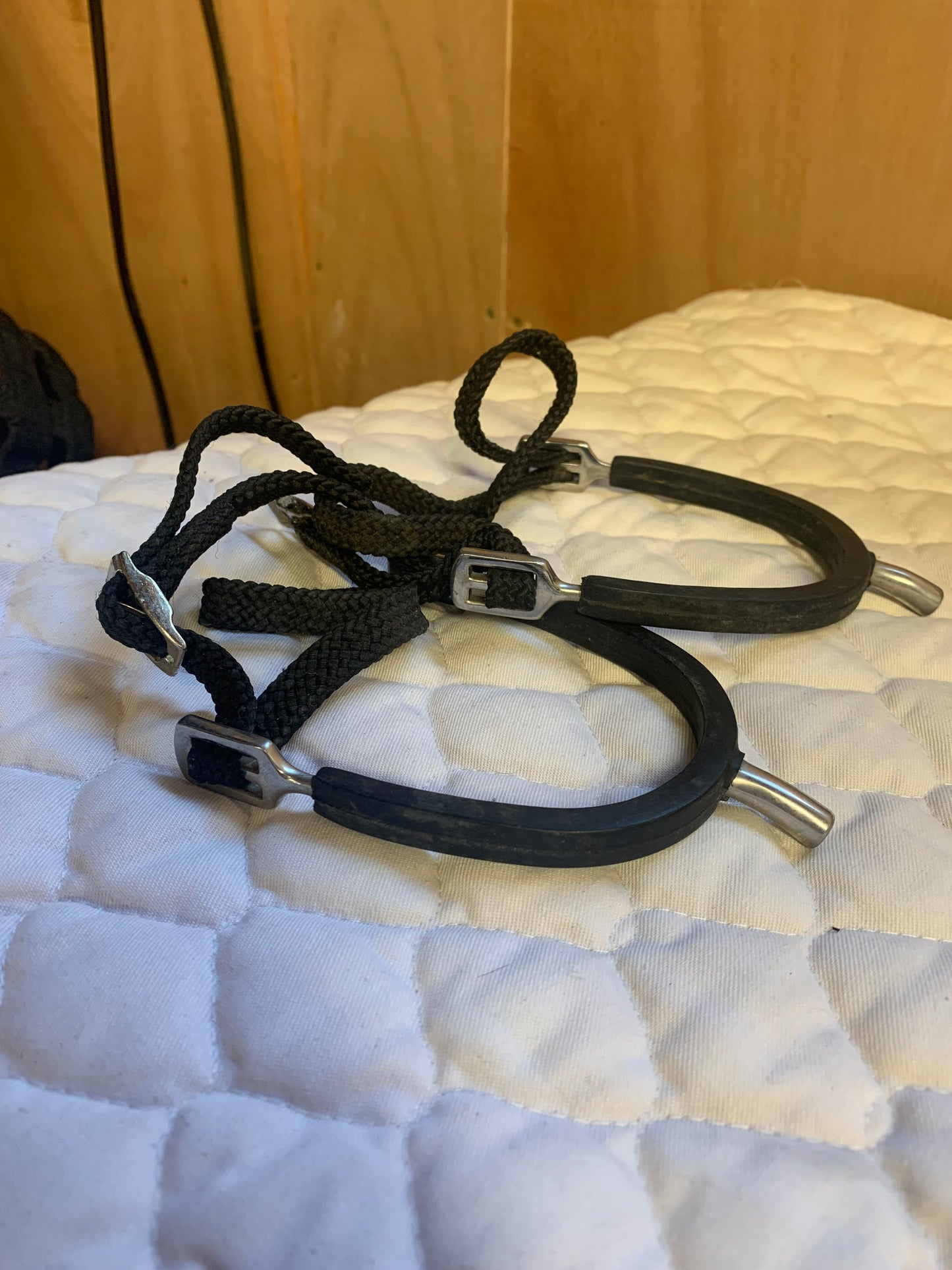 Black lightweight rubber covered spurs