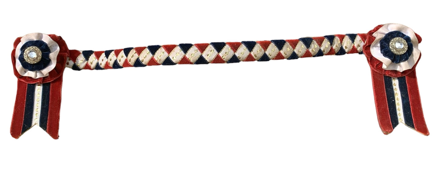 Pretty ponies burgandy/maroon navy/gold 14” browband