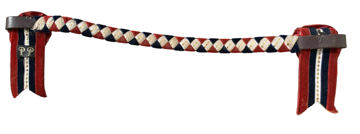Pretty ponies burgandy/maroon navy/gold 14” browband