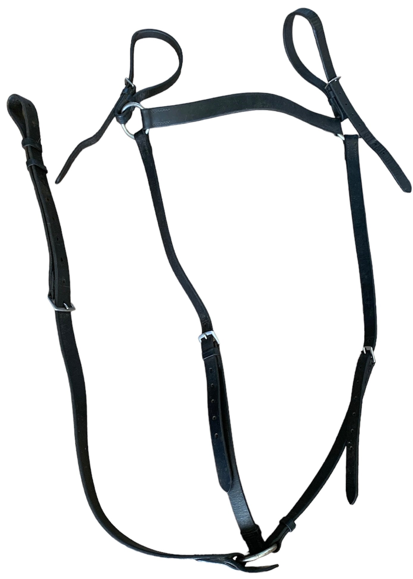 FULL size black leather breastplate Preloved tack traders