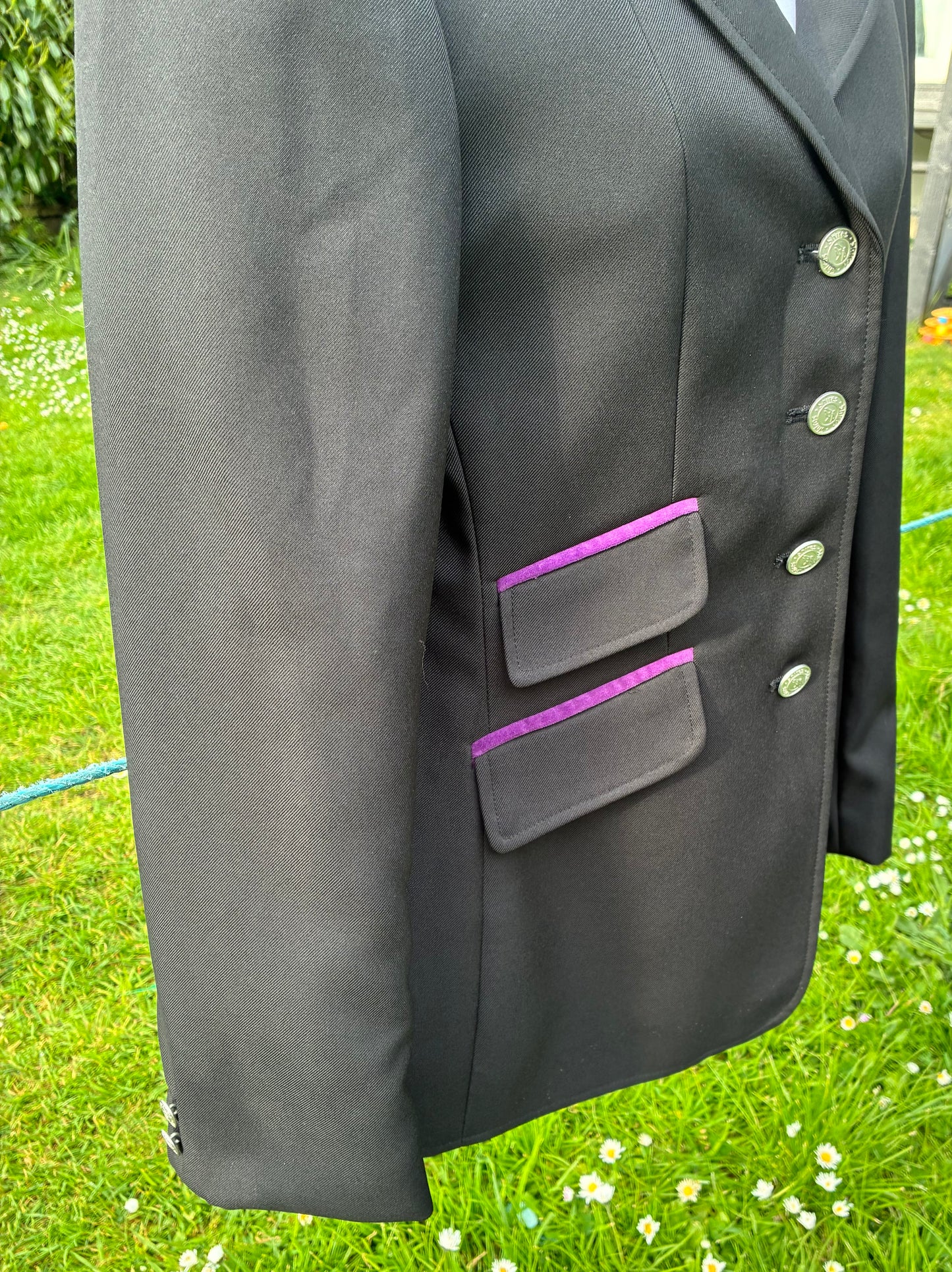New with tag Shires Henley Ladies Competition show Jacket - Black/Purple size 36” (8/10)