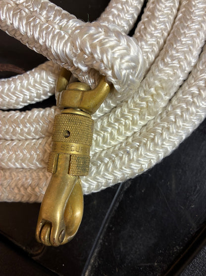 10ft natural horsemanship training lead rope brass swivel snap clip  that attaches to the halter