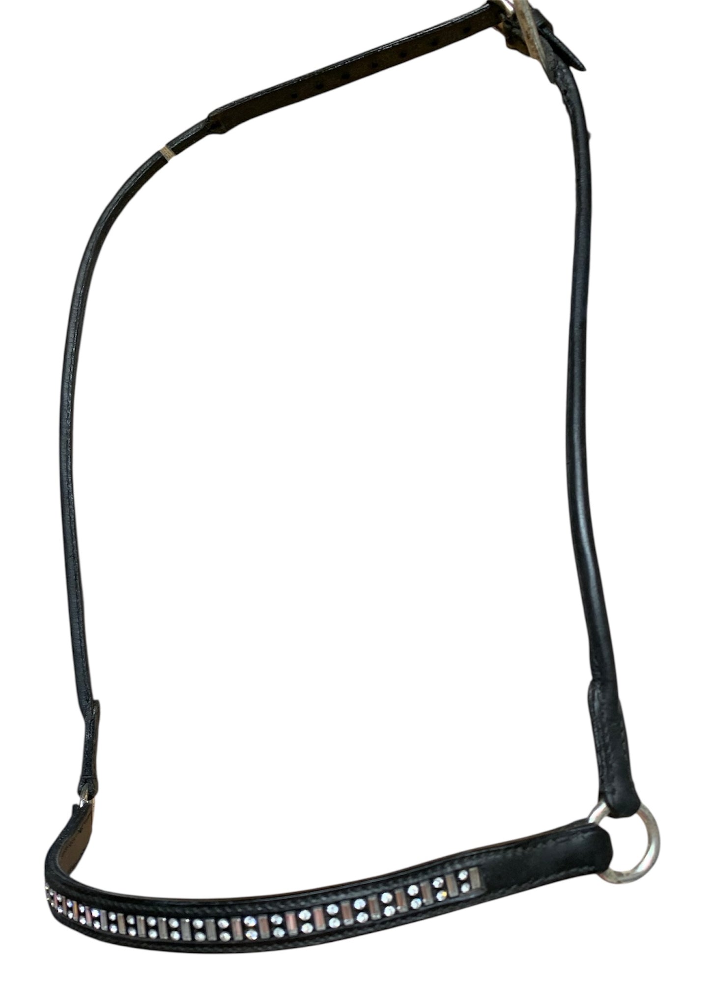 New Black Rolled leather in-hand show halter - size Arab 

Beautiful Diamanté detail to the noseband