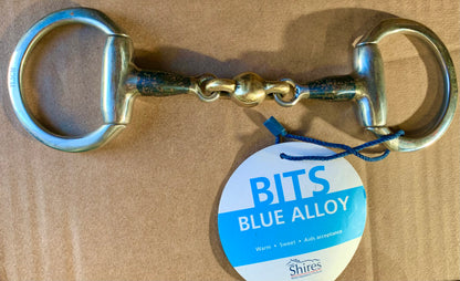 New 4.5” sweet iron flat eggbutt with lozenge blue alloy single joint eggbut snaffle