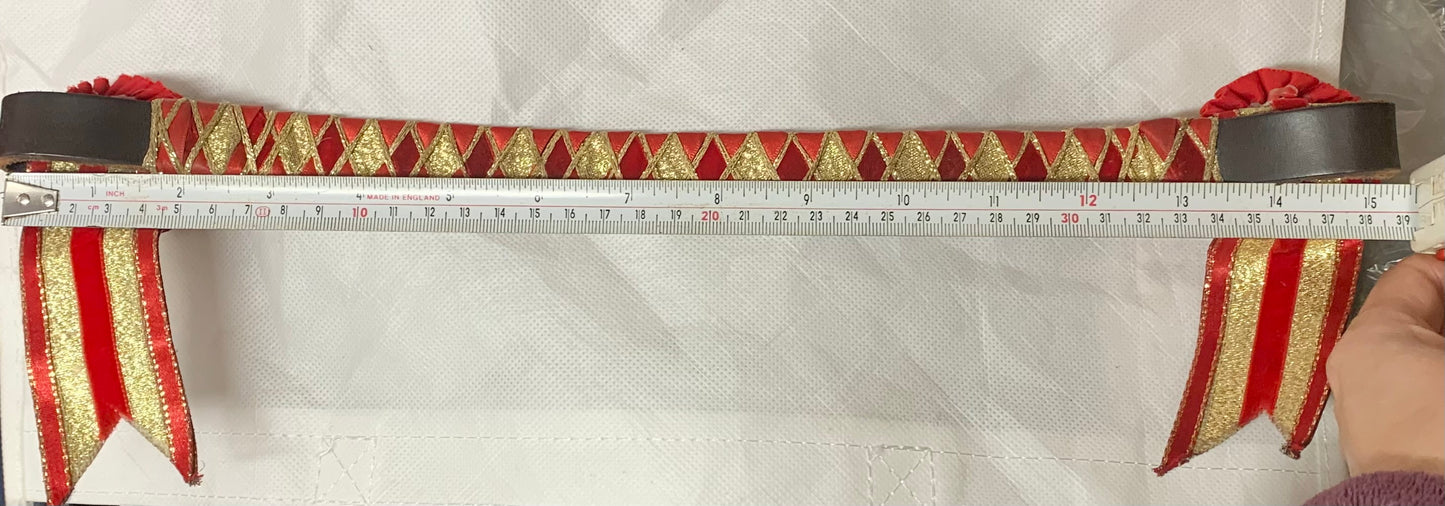Beautiful Red/gold/diamante Show browband