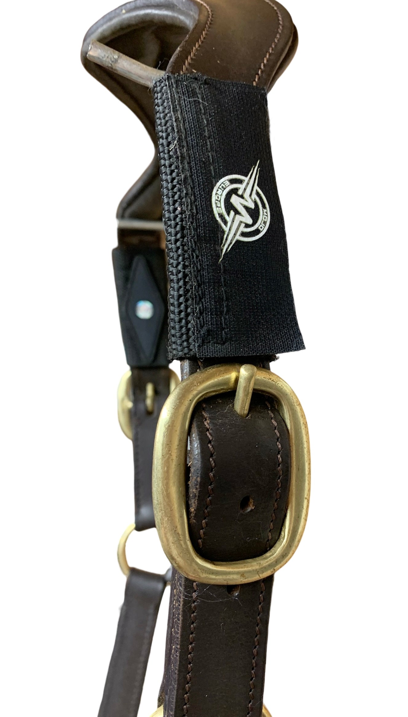Brown padded leather brass buckle headcollar  with magnets - pony size