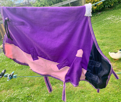 3’0” pink & purple fleece rug to fit pony/mini/Shetland