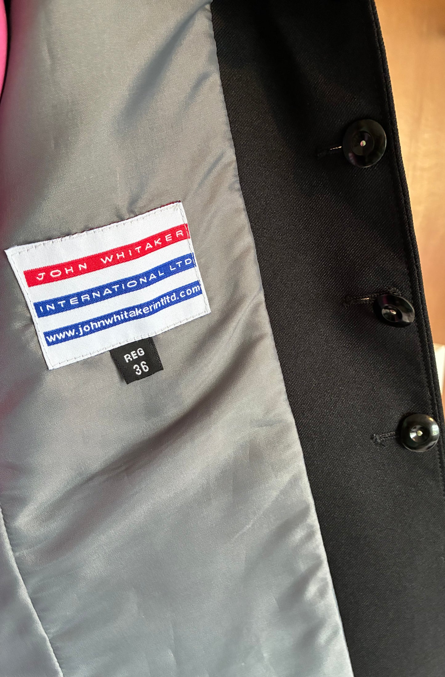 Black john Whitaker unisex competition/show jacket size 36 (approx ladies size 12)