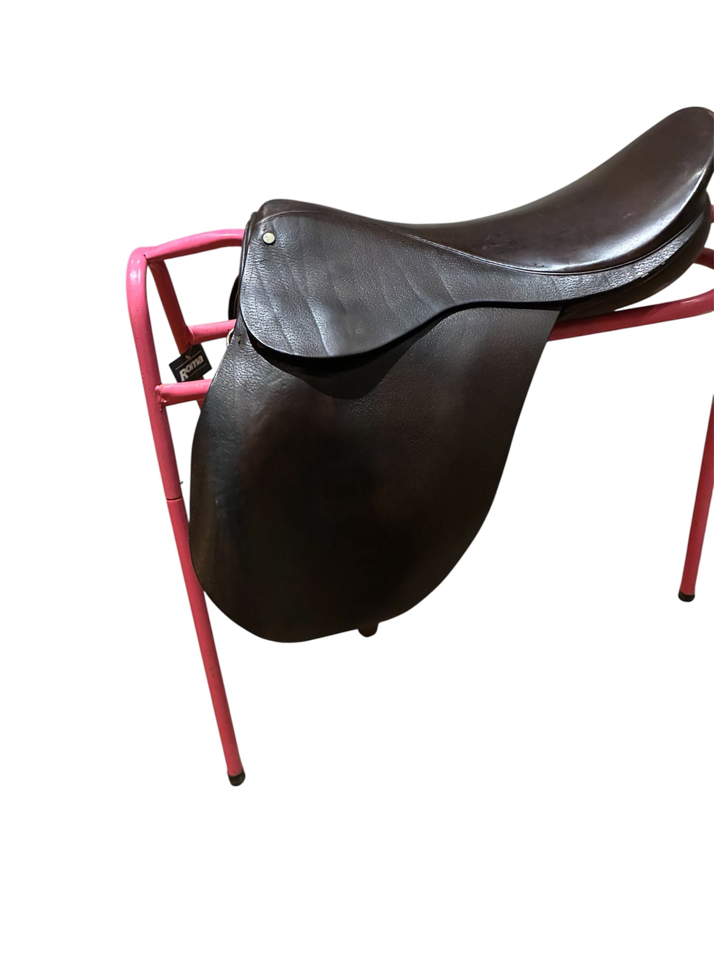 16.5 leather Havana brown hoop saddle 9.5” from d ring to d ring (wide/ex wide)