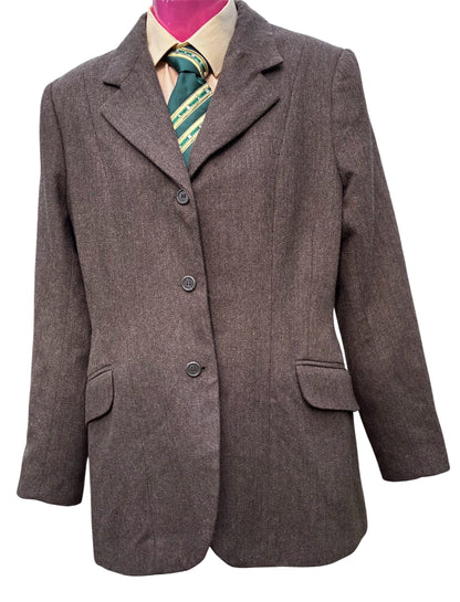 Ladies Dublin Brown houndstooth tweed hacking/show jacket size 14/38”