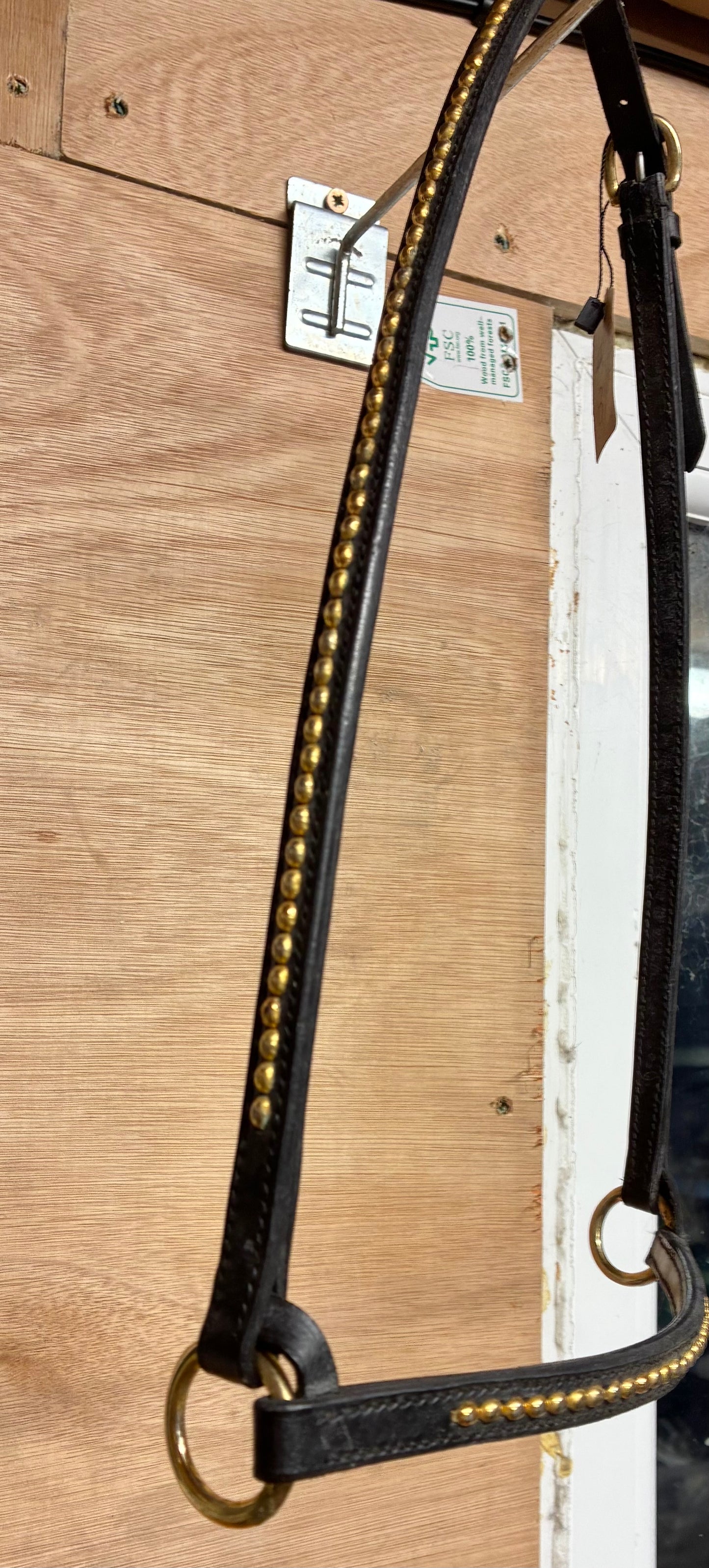 New Black leather brass detail in-hand show halter - size Arab