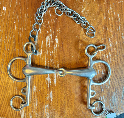 5” jointed Pelham bit complete with curb chain - good condition