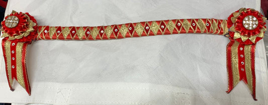 Beautiful Red/gold/diamante Show browband
