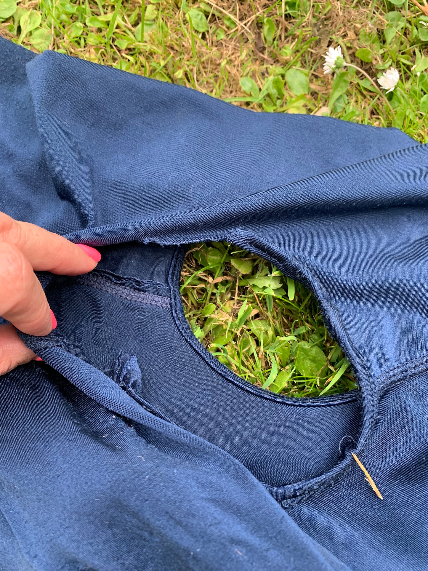 Navy Lycra full face stretchy hood Velcro closure size large