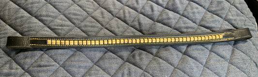 Cob size (15”) black leather brass clencher browband
