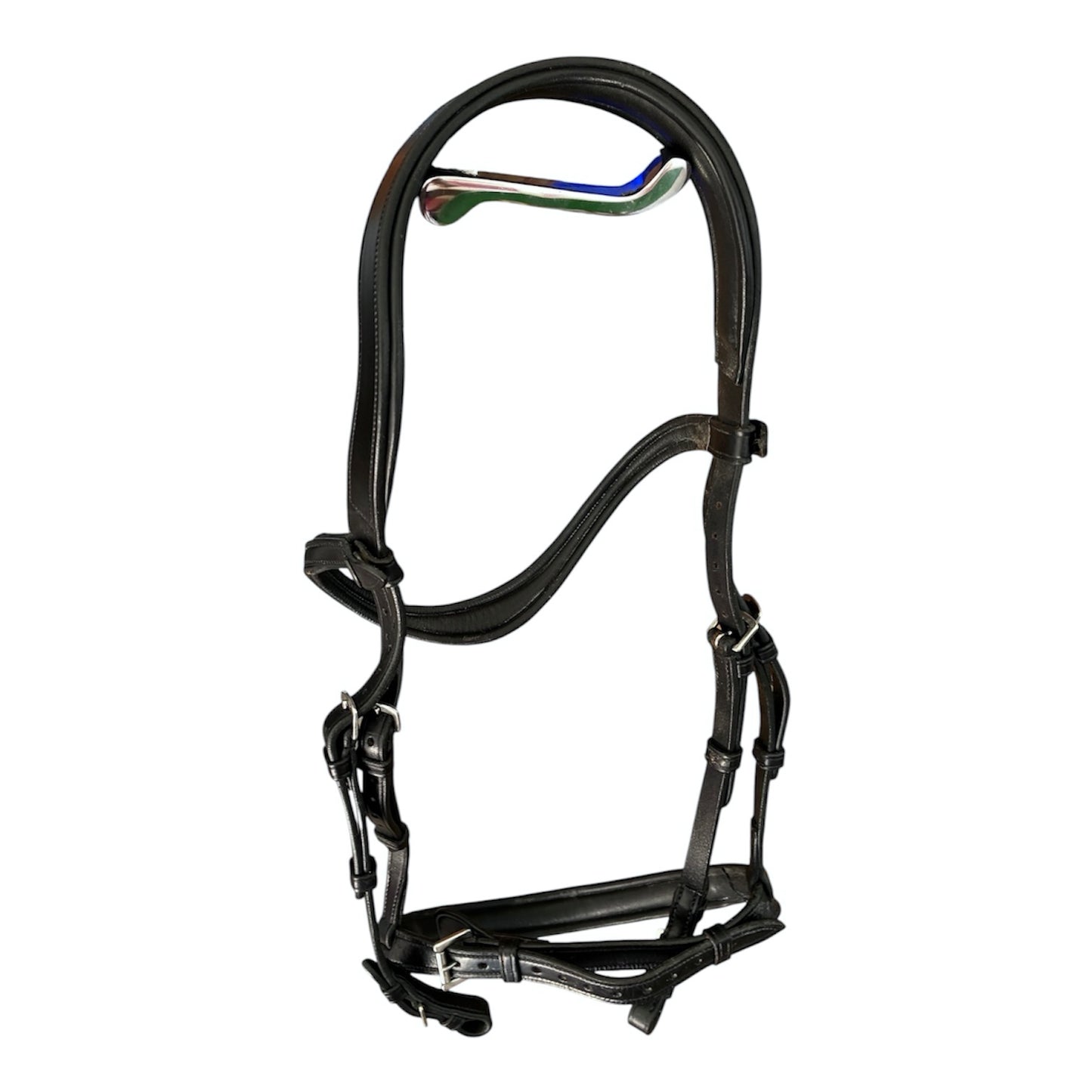 Exceptionally butter-soft Italian leather handmade black Saturn bridle by the Horsemanship saddlery