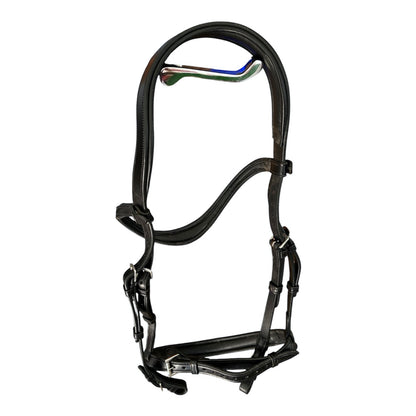 Exceptionally butter-soft Italian leather handmade black Saturn bridle by the Horsemanship saddlery