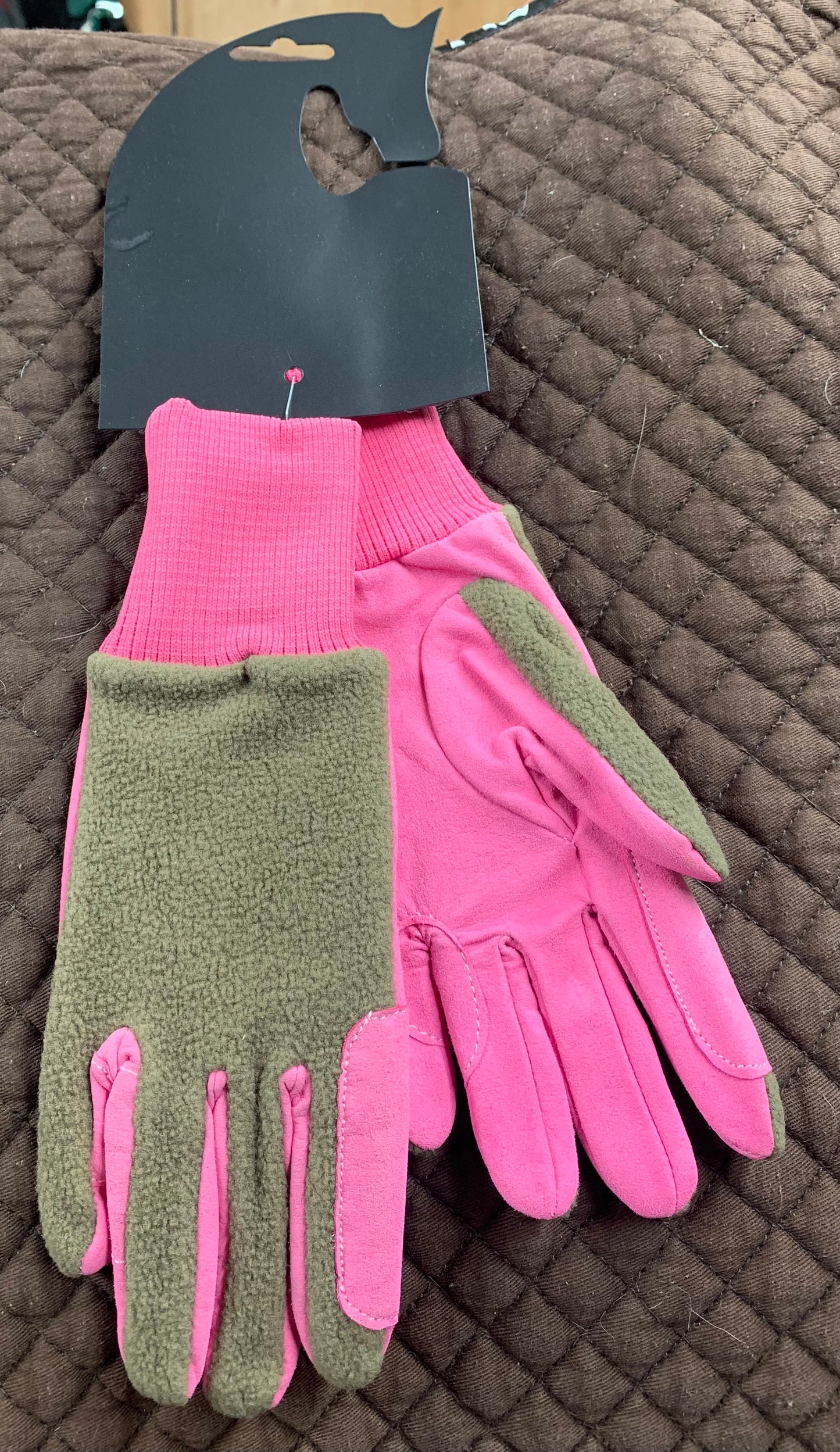 New Amara Fleece 2-tone Horse Riding Gloves Childs Small Pink / Grey