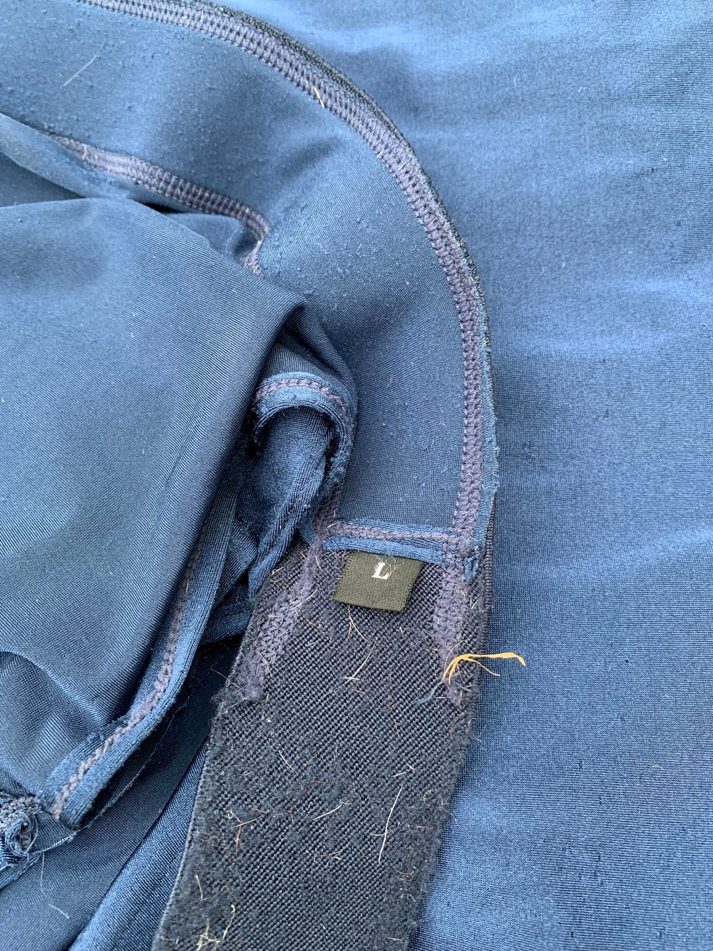 Navy Lycra full face stretchy hood Velcro closure size large