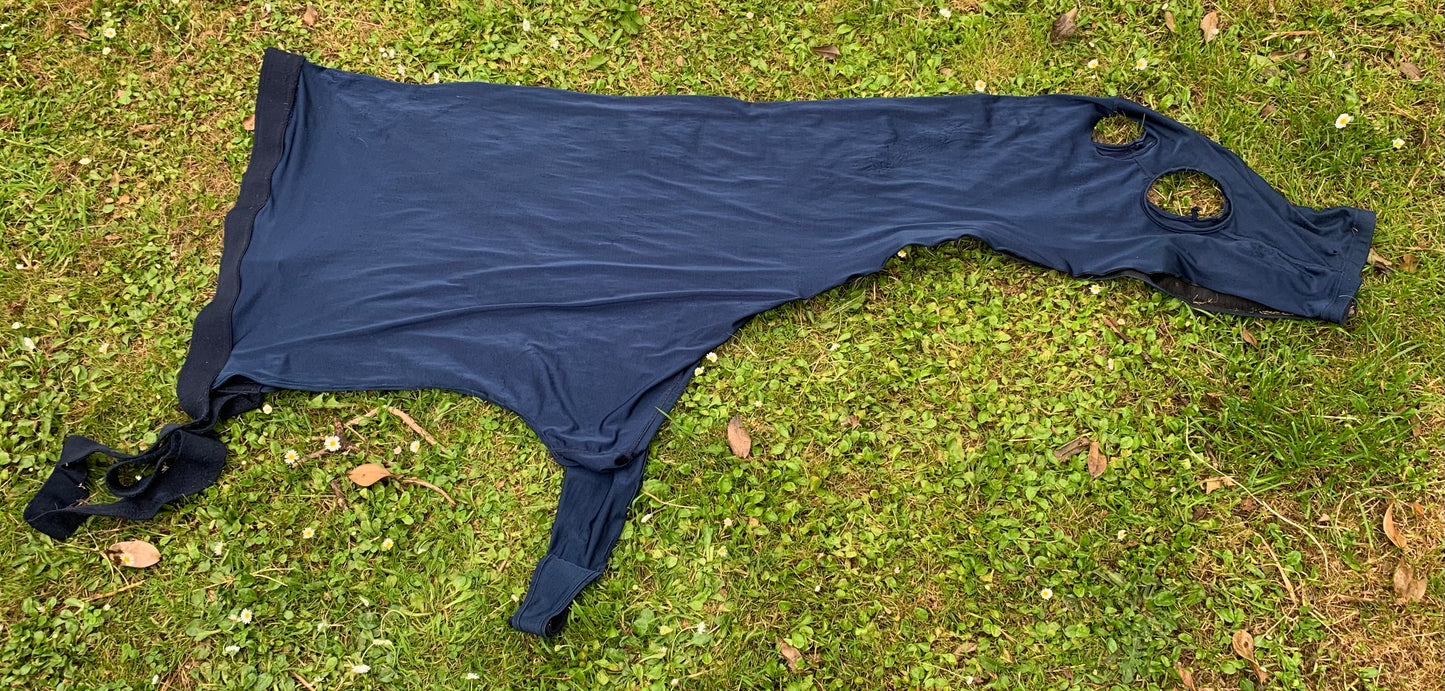 Navy Lycra full face stretchy hood Velcro closure size large