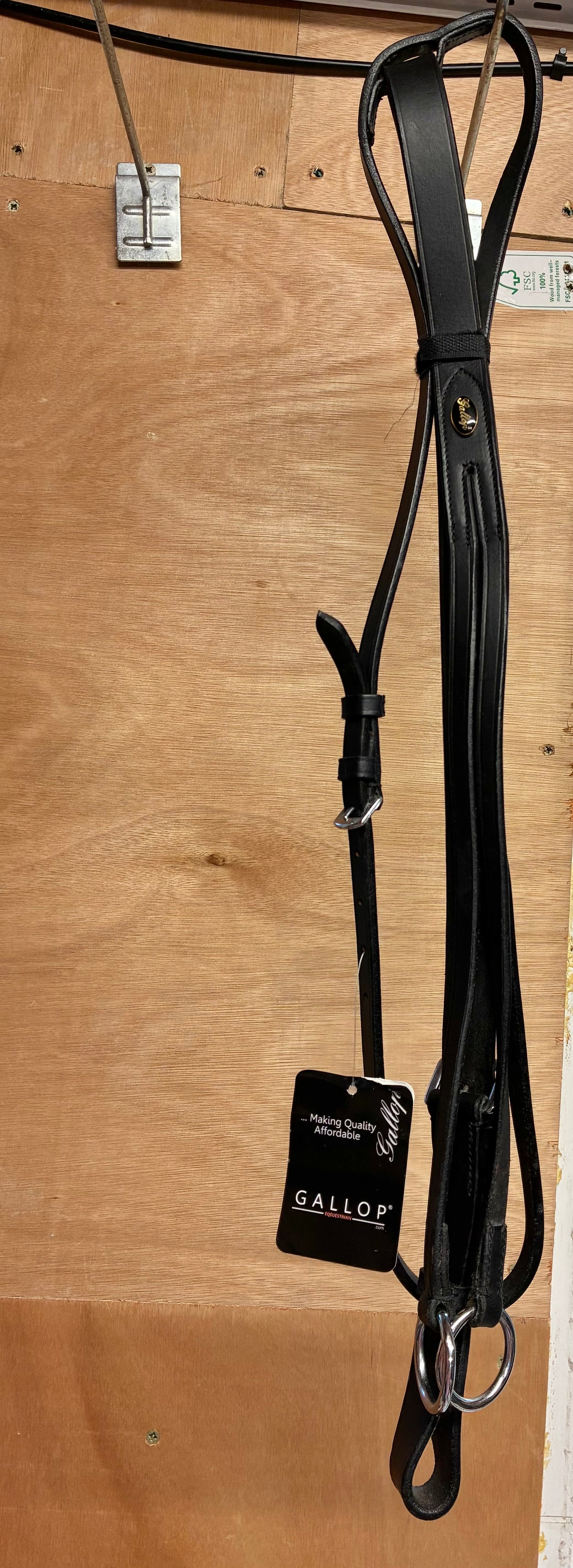 New with tag black Running Martingale, Gallop Classic Plain Leather pony size