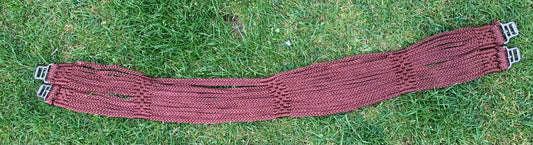 49” Brown Stubben string anti chafing girth 14 strands of non chafing nylon and roller buckles