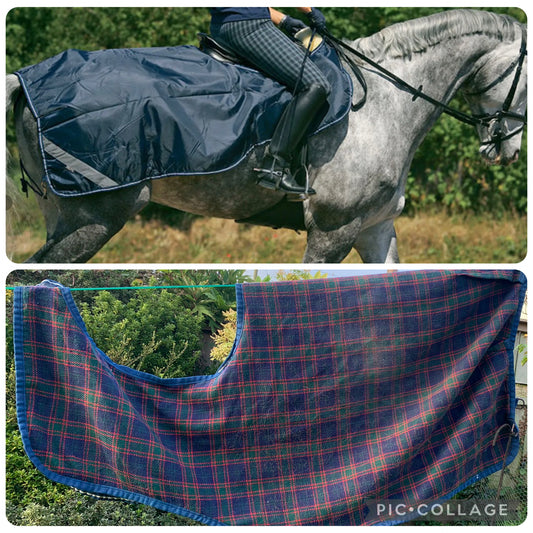 Showerproof Rhino Competition Exercise Sheet with a checked lining, complete with reflective strips 4’11”